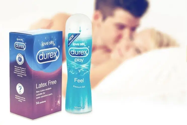 Durex products with couple in the background